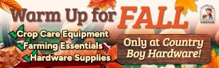 Country Boy Hardware large mobile banner advertisement, 320 by 100 pixels
