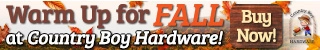 Country Boy Hardware mobile banner advertisement, 320 by 50 pixels